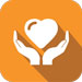 Heart in hand icon