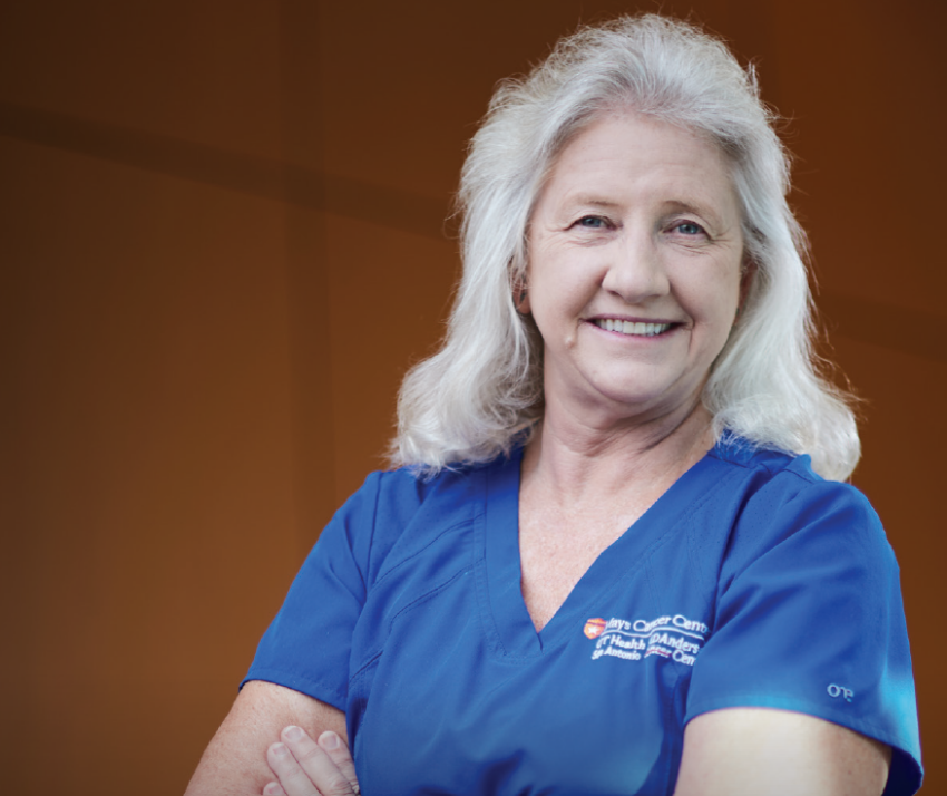 Debra Hedgepeth, a senior registered nurse at the Mays Cancer Center, helps patients beat cancer.