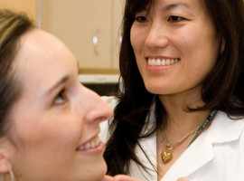 Dr. Osswald examines a patient at the UT Health San Antonio Dermatology Clinic. Photo by Rocelyn Aala Dunston