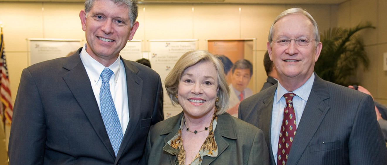 (Left to right) Ian M. Thompson Jr., executive director of the UT Health San Antonio MD Anderson Cancer Center, and Bonnie and Jon Korbell.