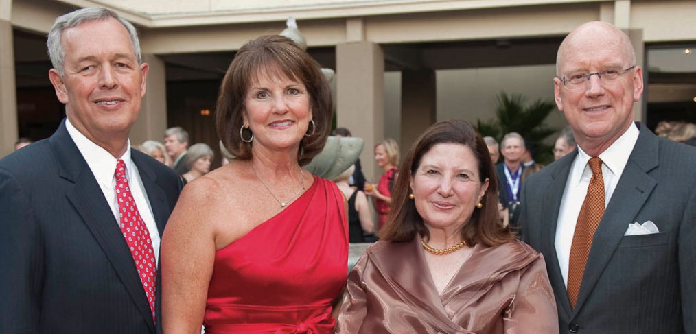 Celebrating the Dental School’s 40th anniversaary are (couples L-R) Kenneth L. Kalkwarf, D.D.S., M.S., dean of the Dental School since 1988, and his wife, Sharon Kalkwarf, with William L. Henrich, M.D. MACP, president of the UT Health Science Center San Antonio, and his wife, Mary Henrich.