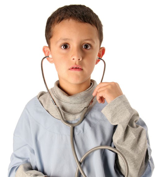 Boy playing with stethoscope