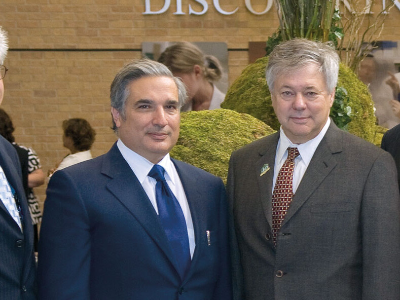 (Above) Celebrating the Long School of Medicine’s 40th anniversary are (from left) University of Texas System Executive Vice Chancellor for Health Affairs Kenneth I. Shine, M.D.; UT System Chancellor Francisco G. Cigarroa, M.D.; Nobel Laureate Michael S. Brown, M.D., and Health Science Center President William L. Henrich, M.D., MACP.