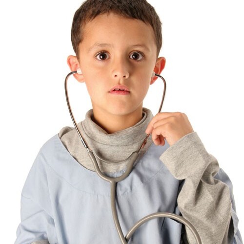 Boy playing with stethoscope