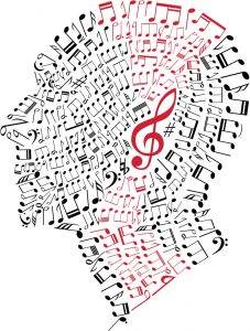 head composed of musical notes