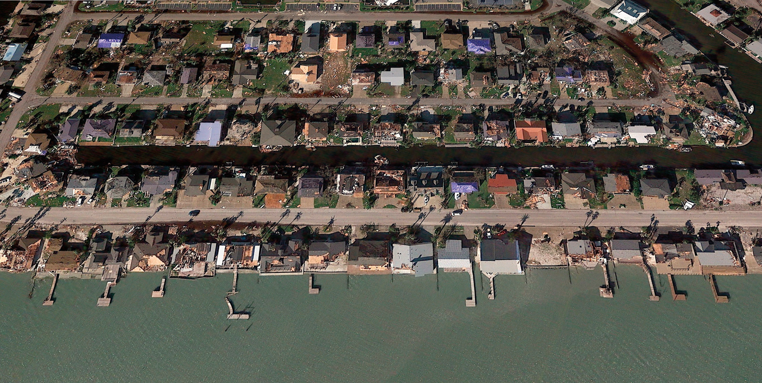 Satellite image of the Key Allegro community in Aransas County, Texas.