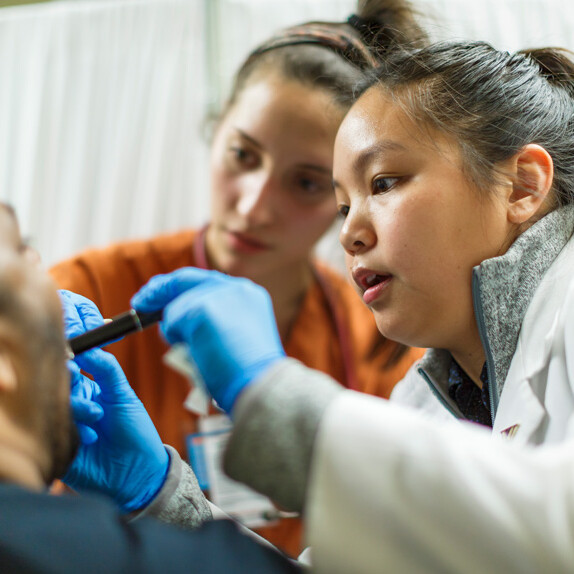 students in clinic