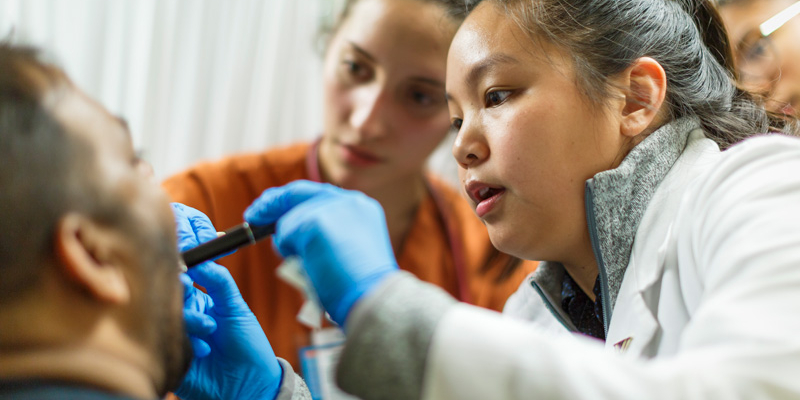 students in clinic