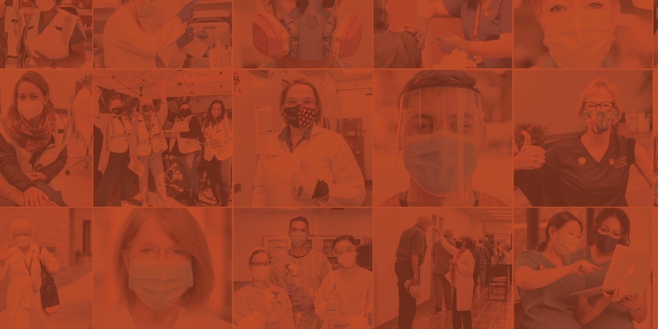 collage of health care providers during COVID-19 response.