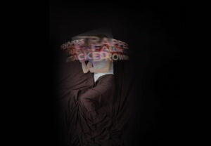 Illustration of man in bed suffering from nightmares