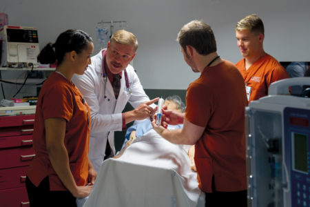 James Cleveland with nursing students