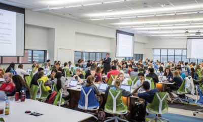 The large, open classroom in the Academic Learning & Teaching Center was the perfect facility to implement the student-centered curriculum which features team-based activities.