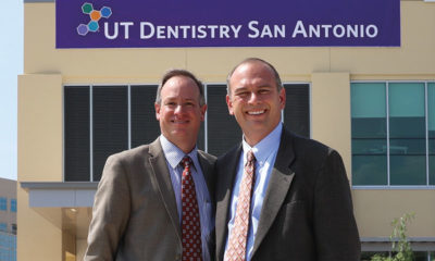 Harris Siegel, D.M.D. (from left), and Skip Dolt, D.D.S., had a fateful meeting on the first day of their residency at the School of Dentistry. Now, 24 years later, the two friends share a dental practice in Atlanta, Georgia.