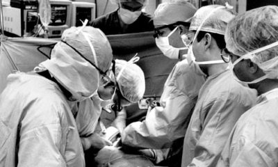 THEN - Glen A. Halff, M.D., who established the first civilian liver transplant program in South Texas, performs South Texas’ first liver transplant in 1992.