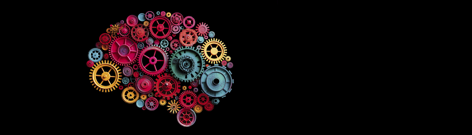 Graphic of a brain made of colorful gears.