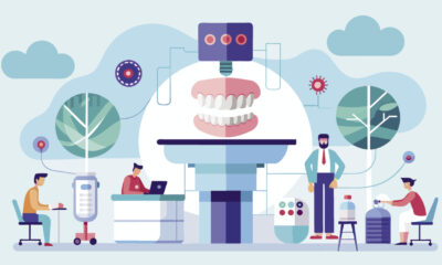 Illustration of a laboratory generating a set of teeth.