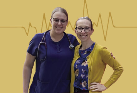 Brittany Lents, MSN, APRN, CPNP-PC (right) mentored Alina Lundblade (left) during her pediatric rotation.