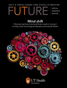 Graphic a brain composed of colorful gears.